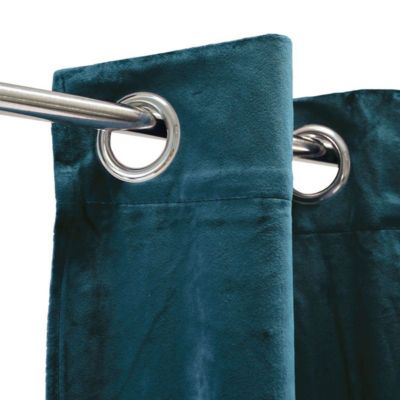 Rideau Velours Occultant 140x250 Cm Bleu Profond Uni Polyester