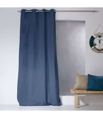 Rideau uni 100% coton - 135x240cm - Bleu marine