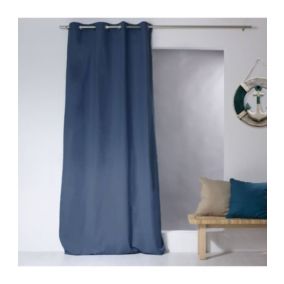 Rideau uni 100% coton - 135x240cm - Bleu marine