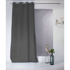 Rideau uni 100% coton - 135x240cm - Gris anthracite