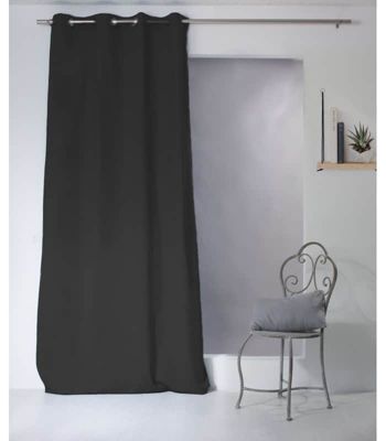Rideau uni 100% coton - 135x240cm - Noir
