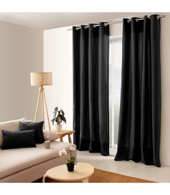 Rideau uni 100% coton - 135x240cm - Noir