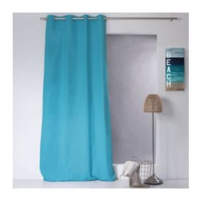 Rideau uni 100% coton - 135x240cm - Turquoise