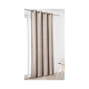 Rideau uni beige aspect velours - 140x245 cm - Beige