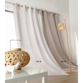 Rideau Uni Campagne Chic Poly-Lin (135x260 cm - Blanc)