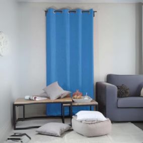 Rideau Uni en 100% lin (140x280 cm - Bleu azur)