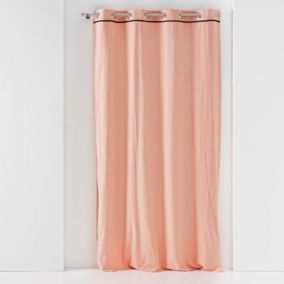 Rideau uni en coton lavé (135x240 cm - Rose Clair)