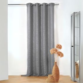 Rideau uni et naturel en poly-lin (135x260 cm - Gris clair)