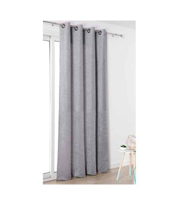 Rideau uni gris aspect velours - 140x245 cm - Gris