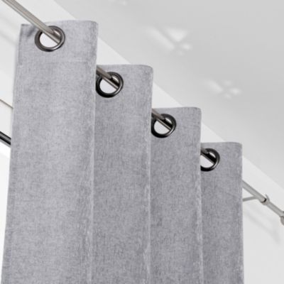 Rideau uni gris aspect velours - 140x245 cm - Gris
