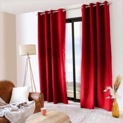 Rideau uni isolant et thermique (140x240 cm - Rouge)