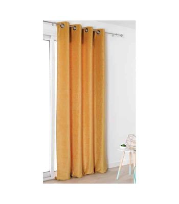 Rideau uni moutarde aspect velours - 140x245 cm - Moutarde