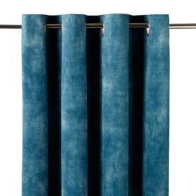 Rideau uni Zircon GoodHome bleu foncé L.260 x l.140 cm