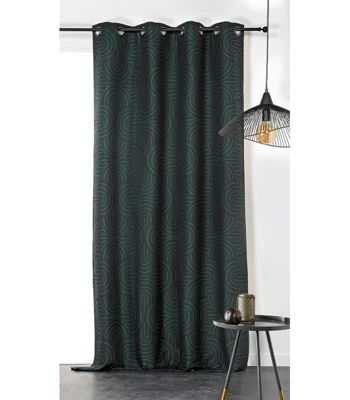 Rideau Vintage En Forme d'Arche - 140 x 275 cm - Vert sapin