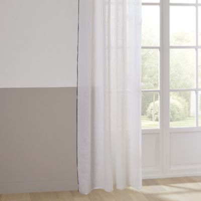 Rideau Voilage  100% lin bourdon noir (130x260 cm - Blanc)