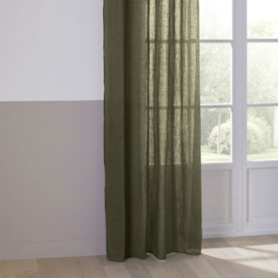 Rideau Voilage  100% lin bourdon noir (130x260 cm - Vert Olive)