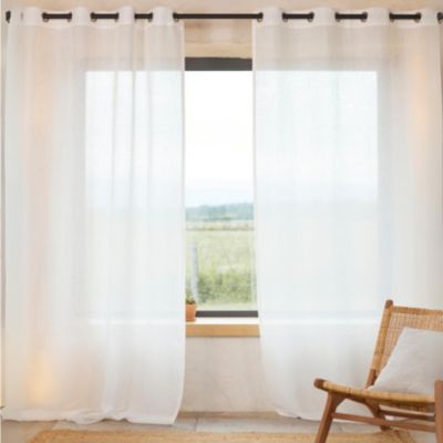 Rideau voilage 100% lin fluide (140x260 cm - Blanc)