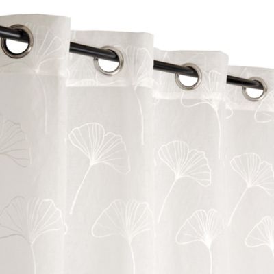 Rideau Voilage Brodé Gingko Blanc Prêt à Poser 140x240cm | Castorama