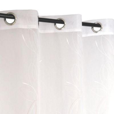 Rideau Voilage Dépolluant à Œillets Imprimé Feuilles 140x240cm Blanc ...
