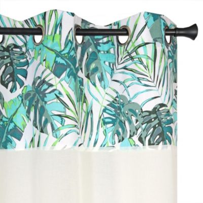 Rideau Voilage Etamine parement tropical imprimé palmes, à œillets ...
