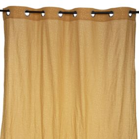 Rideau Voilage gaze de coton motifs brillants (140x250 cm - Jaune Ocre)