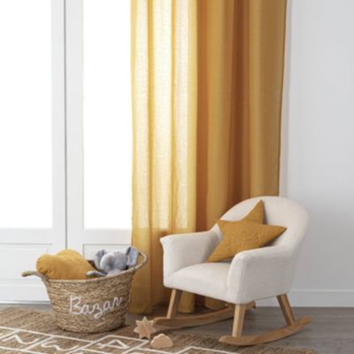 Rideau Voilage gaze de coton motifs brillants (140x250 cm - Jaune Ocre)