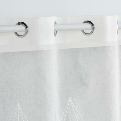 Rideau Voilage à oeillets Brodés "Galactee" 140x240cm Blanc