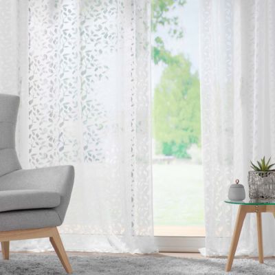 Rideau Voilage à oeillets Maille "Manon" 140x280cm Blanc