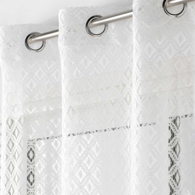 Rideau Voilage à oeillets Maille "Odilia" 140x280cm Blanc