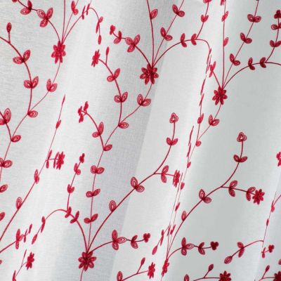 Rideau Voilage à oeillets "Petite Fleur" 140x240cm Blanc & Rouge