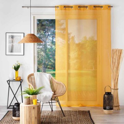 Rideau Voilage à oeillets "Sandra" 140x180cm Jaune