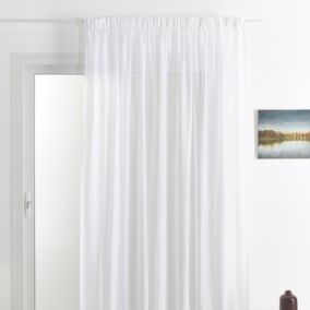 Rideau voilage poly-lin bas plombé (300x240 cm - Beige)