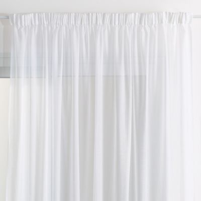 Rideau voilage poly-lin bas plombé (300x240 cm - Blanc)