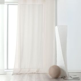 Rideau voilage tamisant en poly-lin (145x240 cm - Blanc cassé)