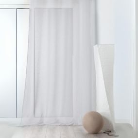 Rideau voilage tamisant en poly-lin (145x240 cm - Blanc)