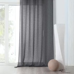 Rideau voilage tamisant en poly-lin (145x240 cm - Gris anthracite)