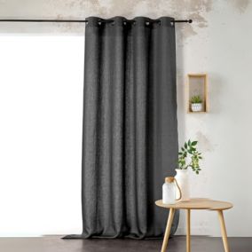 Rideau Voilage uni 100% lin (145x260 cm - Gris anthracite)