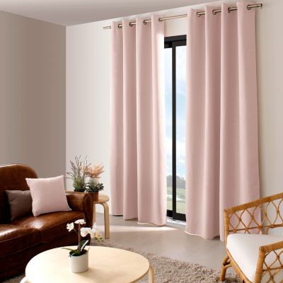 Rideaux Occultant avec Œillets, Vieux Rose, 140x240cm, Lot de 2, Collection Réglisse, CMADECO