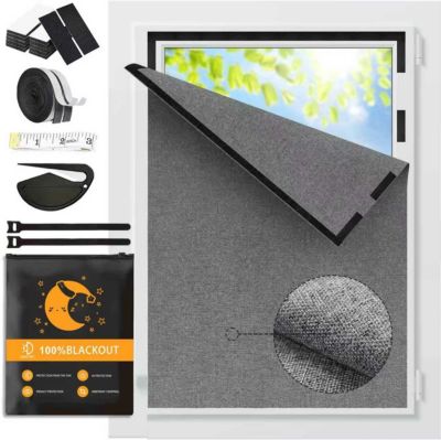 Rideaux occultants 150 x 100cm, pare-soleil, résistants à la chaleur et au froid, Fixation par Velcro, Découpables sur mesure,gris