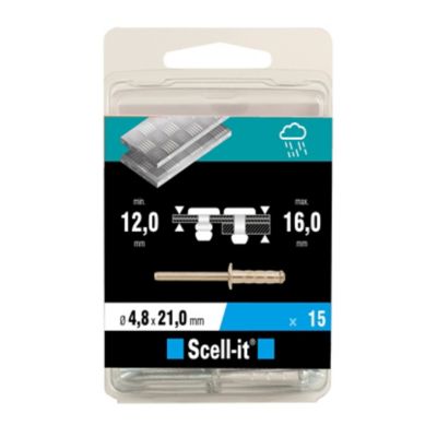 Rivet ø4.8 x 21 mm tête plate charge max 300kg, 15 pièces