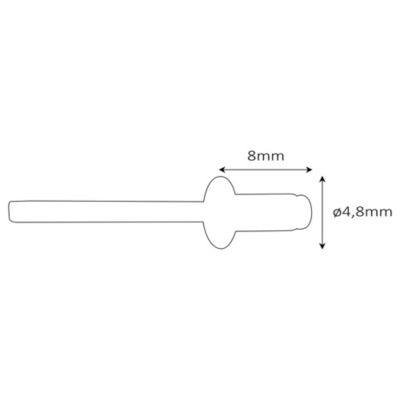 Rivet 4.8 x 8 mm Magnusson, 50 pièces