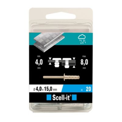 Rivet ø4 x 15 mm tête plate charge max 300kg, 15 pièces