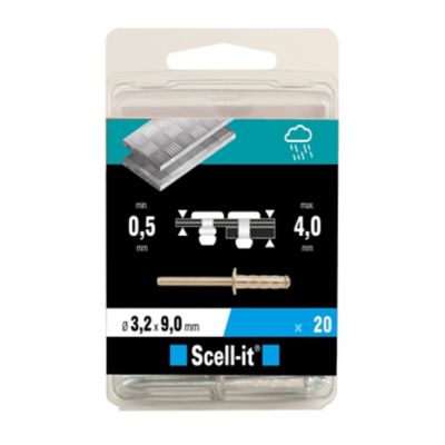 Rivet ø9.2 x 9 mm tête plate charge max 300kg, 20 pièces