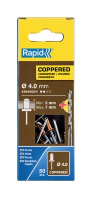 Rivet cuivre ø4.0 x 10 mm + foret Rapid, lot de 50