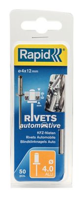 Rivets "Automobile" Rapid Ø4.0x12mm, 5O pièces
