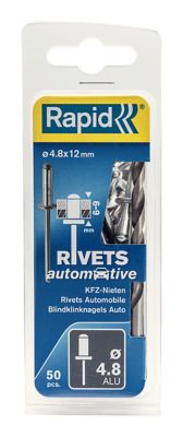 Rivets "Automobile" Rapid Ø4.8x12mm , 50 pièces