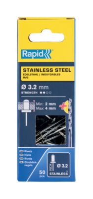 Rivets inoxydables Rapid Ø3.2x8mm Acier inoxydable