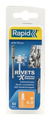 Rivets inoxydables Rapid Ø4.0x14mm, lot de 50
