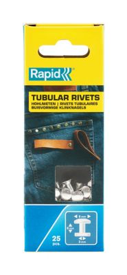 Rivets tubulaires Rapid 8 x 3 x 9mm, lot de 25 pièces