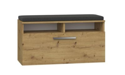 RIVI - Armoire à chaussures avec siège et rangement - 6 étagères - 46x85x35 cm - Chêne Artisan